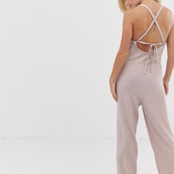 Micha Lounge ASOS Dusty Pink Strappy Jumpsuit in Rib Knit Size XS - Picture 2 of 5